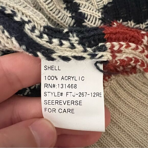 Fate Open Cardigan Sweater Womens Medium Beige Boho Aztec Knit Long Sleeve - Picture 9 of 12